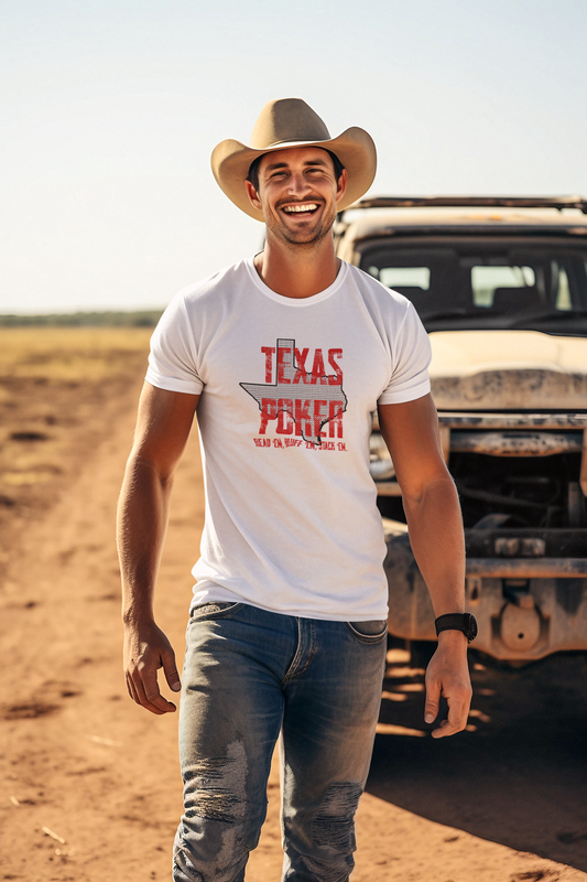 Texas Poker T shirt, white, cotton 