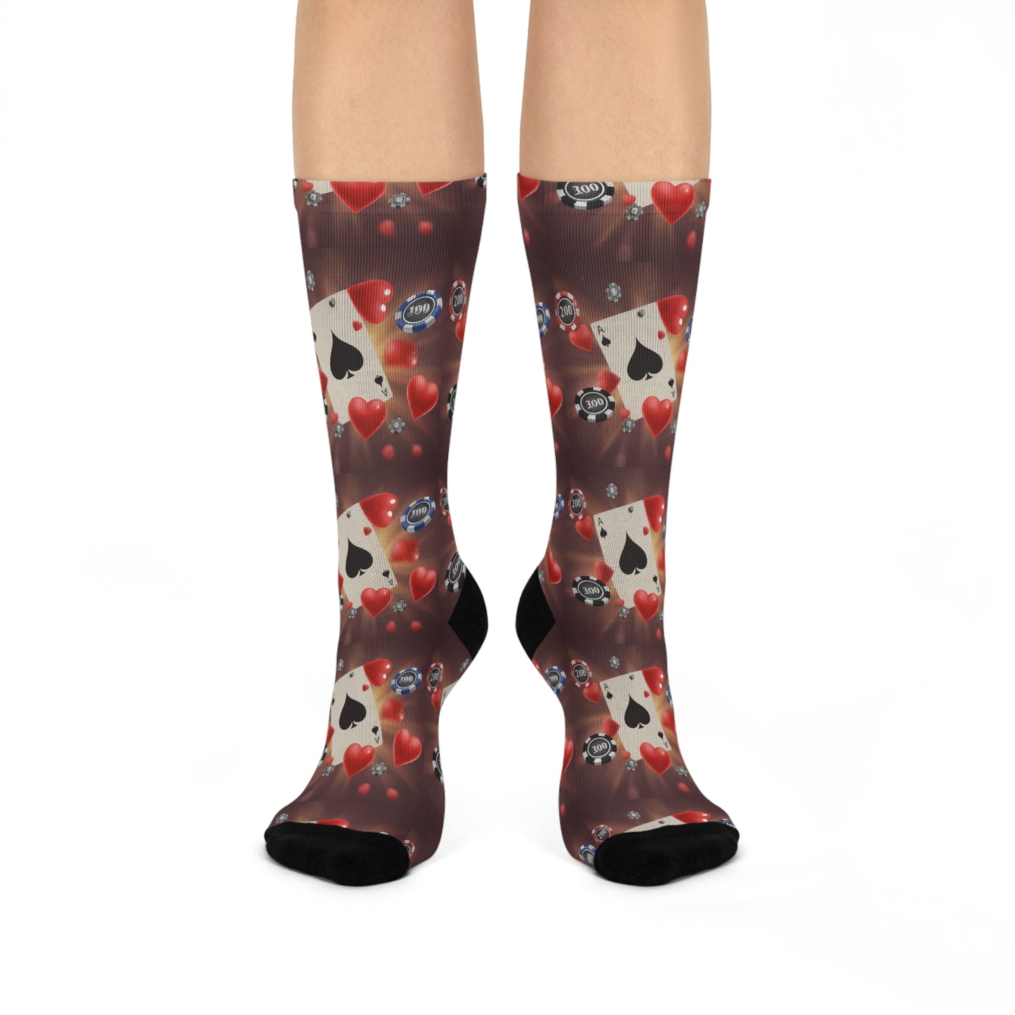 Ace of Spades poker socks,Show off your love for the game in comfort and style with unique poker socks from Poker Room Threads! These high-quality, breathable socks come in a variety of eye-catching designs, perfect for expressing your personality at the table. Whether you're a seasoned pro or a casual player searching for lucky charm socks, our collection offers something for everyone.  Poker Room Threads socks are the ideal poker gift for yourself or any fellow player. Shop now and find your perfect pair!