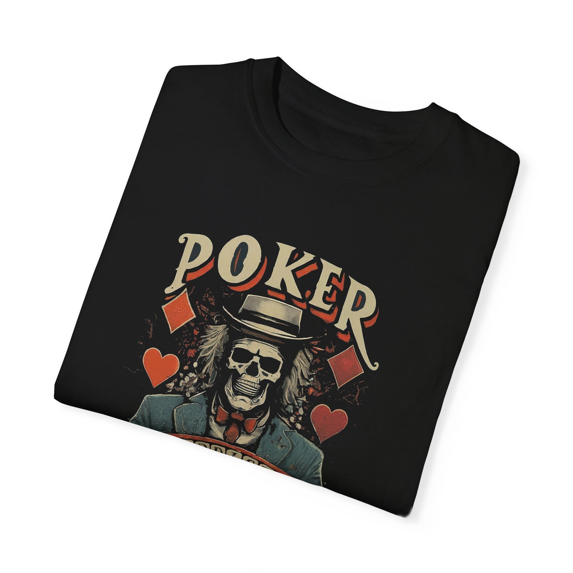 Declare your love for the game with the "Poker Addict" t-shirt. This comfortable tee is perfect for any Texas Hold'em enthusiast, featuring a funny or bold design that showcases your passion for poker.  A great conversation starter, this t-shirt is ideal for casual wear or your next trip to the casino.  Made from high-quality, breathable fabric, it's a must-have for any poker player's wardrobe.