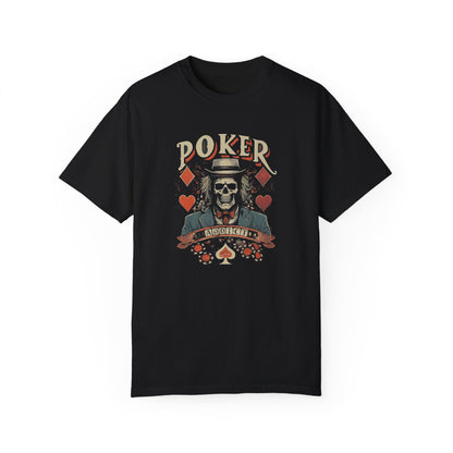 Declare your love for the game with the "Poker Addict" t-shirt. This comfortable tee is perfect for any Texas Hold'em enthusiast, featuring a funny or bold design that showcases your passion for poker.  A great conversation starter, this t-shirt is ideal for casual wear or your next trip to the casino.  Made from high-quality, breathable fabric, it's a must-have for any poker player's wardrobe.