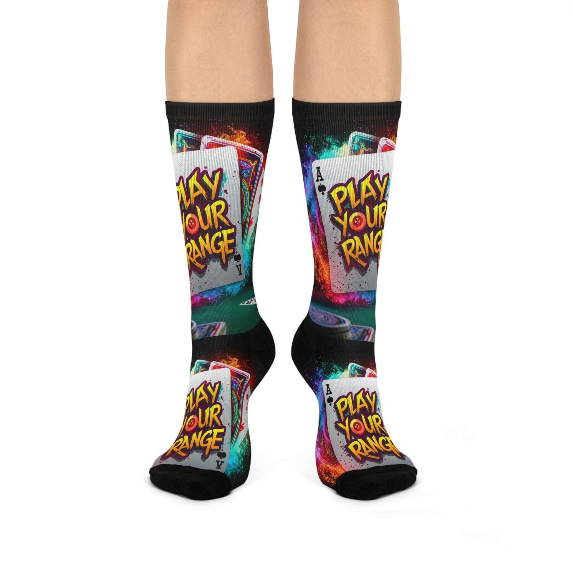 Show off your love for the game in comfort and style with unique poker socks from Poker Room Threads! These high-quality, breathable socks come in a variety of eye-catching designs, perfect for expressing your personality at the table. Whether you're a seasoned pro or a casual player searching for lucky charm socks, our collection offers something for everyone.  Poker Room Threads socks are the ideal poker gift for yourself or any fellow player. Shop now and find your perfect pair!