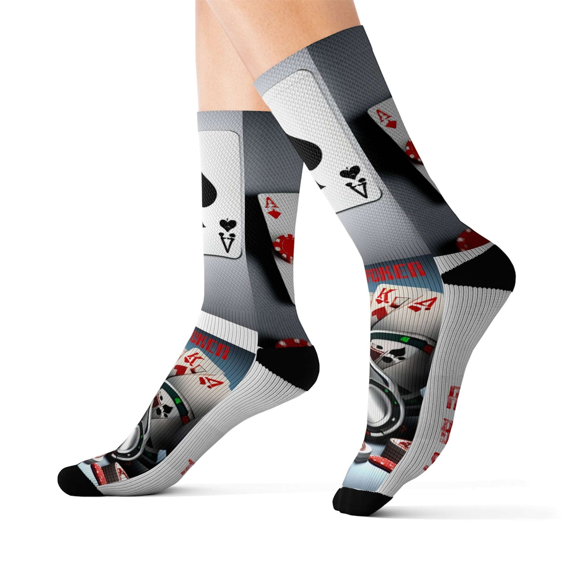 Show off your love for the game in comfort and style with unique poker socks from Poker Room Threads! These high-quality, breathable socks come in a variety of eye-catching designs, perfect for expressing your personality at the table. Whether you're a seasoned pro or a casual player searching for lucky charm socks, our collection offers something for everyone.  Poker Room Threads socks are the ideal poker gift for yourself or any fellow player. Shop now and find your perfect pair!