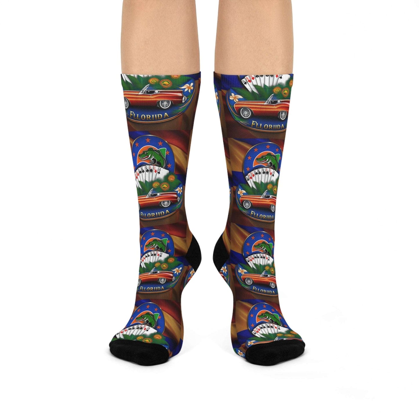 Florida poker socks,Show off your love for the game in comfort and style with unique poker socks from Poker Room Threads! These high-quality, breathable socks come in a variety of eye-catching designs, perfect for expressing your personality at the table. Whether you're a seasoned pro or a casual player searching for lucky charm socks, our collection offers something for everyone.  Poker Room Threads socks are the ideal poker gift for yourself or any fellow player. Shop now and find your perfect pair!